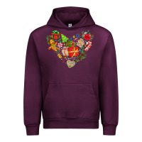 Mauve Wine merry Christmas heart Urban Hoodie - CowhideDigitalArt