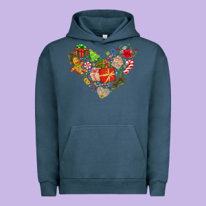 Merry Christmas Heart Urban Hoodie Designed By Cowhidedigitalart