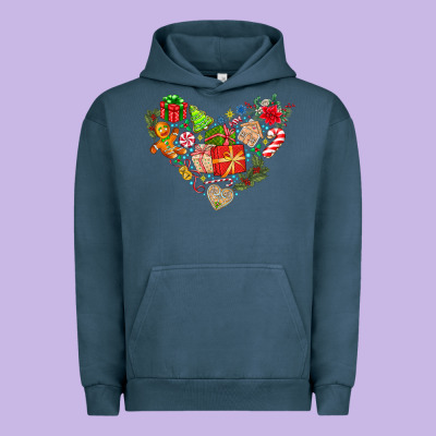 Merry Christmas Heart Urban Hoodie Designed By Cowhidedigitalart