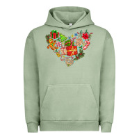 Pigment Oil Green merry Christmas heart Urban Hoodie - CowhideDigitalArt