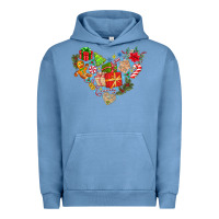 Pigment Pebble Blue merry Christmas heart Urban Hoodie - CowhideDigitalArt