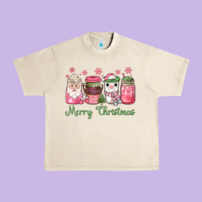Pink  Merry Christmas Coffee Urban Heavy Tee Designed By Jahusdesignshop