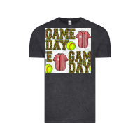 Vintage Black softball uniform game day seamless pattern Vintage Tee - BundleAndBundleShop