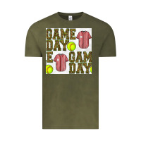 Vintage Olive softball uniform game day seamless pattern Vintage Tee - BundleAndBundleShop
