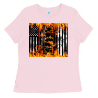 Bubblegum Pink Western Firefighter Dad Ladies Tee - LillyAllenDesigns