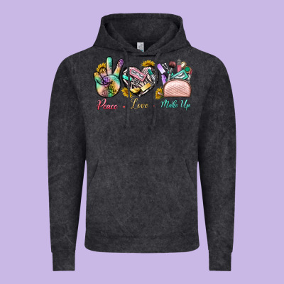 Peace Love Make Up Vintage Hoodie Designed By Bundleandbundleshop