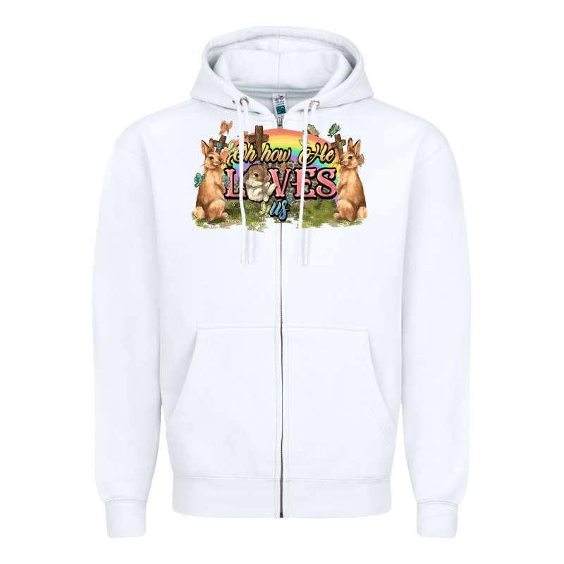 Oh How He Loves Us Cross Easter Day Zipper Hoodie by HowdyJamesFarm | Teevron
