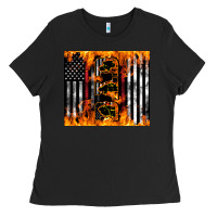 Black Western Firefighter Dad Ladies Tee - LillyAllenDesigns