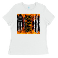 White Western Firefighter Dad Ladies Tee - LillyAllenDesigns
