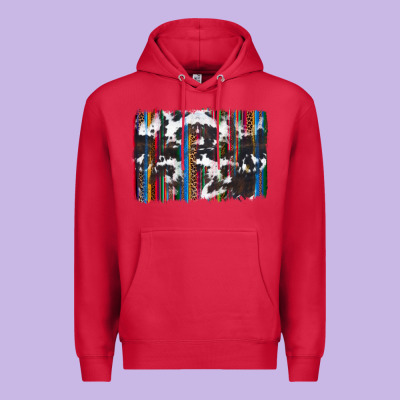 Cowhide, Leopard Serape Backgraund Premium Hoodie Designed By Jahusdesignshop
