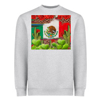 Heather Grey Mexican Flag Heavyweight Sweatshirt - texasbilliewilder