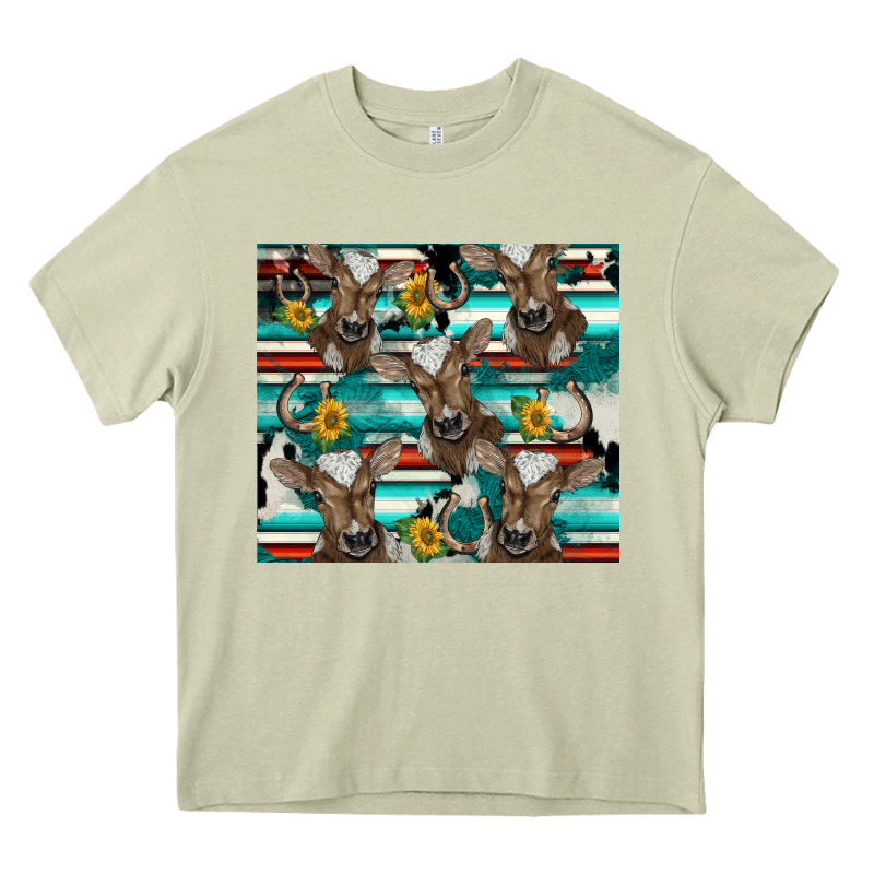 Western Horseshoe Sunflower Brown Cow Heavy Core Tee by BarkalooDesign | Teevron