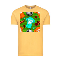 Vintage Mustard soccer ball uniform and shoes seamless pattern Vintage Tee - BundleAndBundleShop