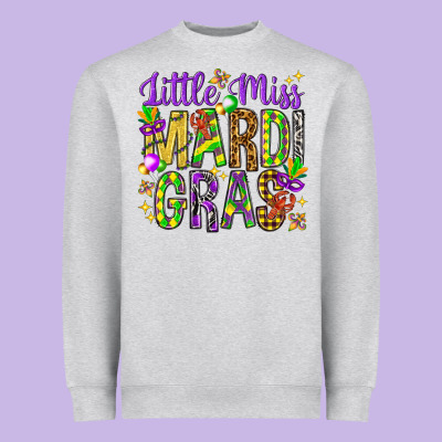 Little Miss Mardi Gras Heavyweight Sweatshirt Designed By Nancycooperartshop