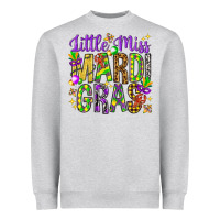 Heather Grey Little miss Mardi Gras Heavyweight Sweatshirt - NancyCooperArtShop