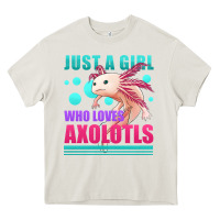 Cream just a girl who loves axolotls Heavy Core Tee - Jasminsmagicworld