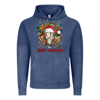 Vintage Denim Merry Christmas With Bull skull Vintage Hoodie - BundleAndBundleShop