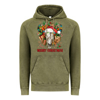 Vintage Olive Merry Christmas With Bull skull Vintage Hoodie - BundleAndBundleShop