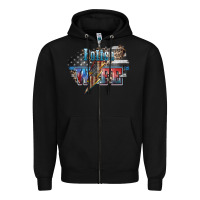 Black Police wife lightning bolt 4th of july Zipper Hoodie - HowdyJamesFarm