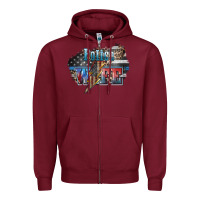 Burgundy Police wife lightning bolt 4th of july Zipper Hoodie - HowdyJamesFarm