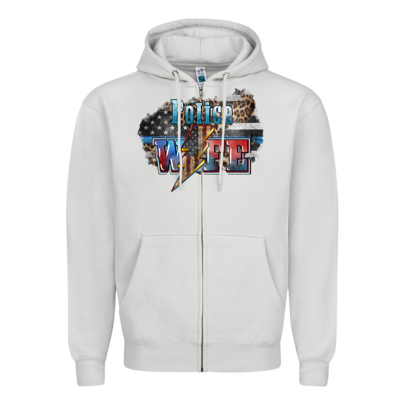 Police Wife Lightning Bolt 4th Of July Zipper Hoodie by HowdyJamesFarm | Teevron