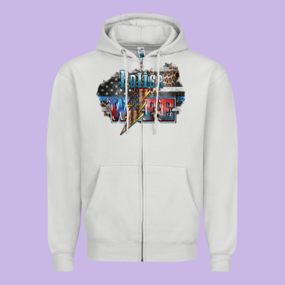 Police Wife Lightning Bolt 4th Of July Zipper Hoodie Designed By Howdyjamesfarm