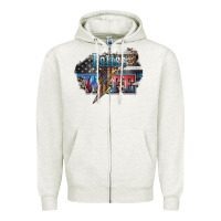 Oatmeal Heather Police wife lightning bolt 4th of july Zipper Hoodie - HowdyJamesFarm