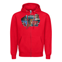 Red Police wife lightning bolt 4th of july Zipper Hoodie - HowdyJamesFarm