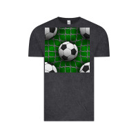 Vintage Black soccer ball with goal nets seamless pattern Vintage Tee - BundleAndBundleShop