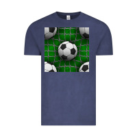 Vintage Denim soccer ball with goal nets seamless pattern Vintage Tee - BundleAndBundleShop