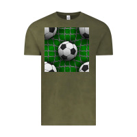 Vintage Olive soccer ball with goal nets seamless pattern Vintage Tee - BundleAndBundleShop
