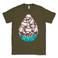 Army Green baseball and western roses teardrop  8 Classic Tee - BundleAndBundleShop
