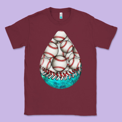 Baseball And Western Roses Teardrop  8 Classic Tee Designed By Bundleandbundleshop