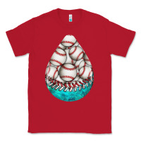 Red baseball and western roses teardrop  8 Classic Tee - BundleAndBundleShop