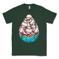 Sports Green baseball and western roses teardrop  8 Classic Tee - BundleAndBundleShop