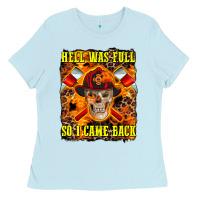 Baby Blue Western Hell Was Full So I Came Back Ladies Tee - LillyAllenDesigns