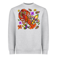Heather Grey Crawfish and fleur de lis Heavyweight Sweatshirt - NancyCooperArtShop