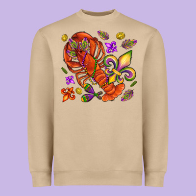 Crawfish And Fleur De Lis Heavyweight Sweatshirt Designed By Nancycooperartshop