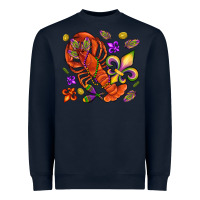 Navy Crawfish and fleur de lis Heavyweight Sweatshirt - NancyCooperArtShop