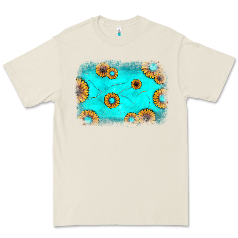 Turquoise Gemstone Sunflower Background Premium Tee by JahusDesignShop | Teevron
