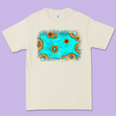 Turquoise Gemstone Sunflower Background Premium Tee Designed By Jahusdesignshop