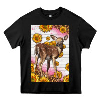 Black Western Cute Baby Deer Fawn Heavy Core Tee - LillyAllenDesigns