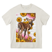 Cream Western Cute Baby Deer Fawn Heavy Core Tee - LillyAllenDesigns