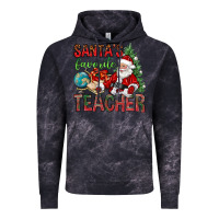 Cloud Black Santa's Favorite Teacher Vintage Hoodie - BundleAndBundleShop