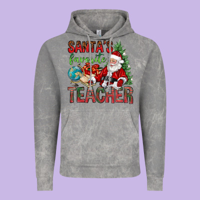 Santa's Favorite Teacher Vintage Hoodie Designed By Bundleandbundleshop