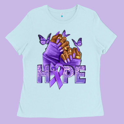 Hope Lavender Ribbon All Cancers Ladies Tee Designed By Nancycooperartshop