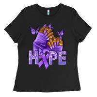 Black hope lavender ribbon all cancers Ladies Tee - NancyCooperArtShop