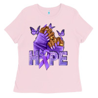 Bubblegum Pink hope lavender ribbon all cancers Ladies Tee - NancyCooperArtShop