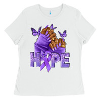 White hope lavender ribbon all cancers Ladies Tee - NancyCooperArtShop