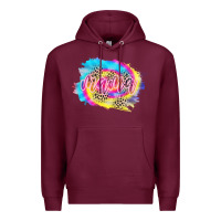 Burgundy Mama Tie dye Leopard Premium Hoodie - CowCowDesign